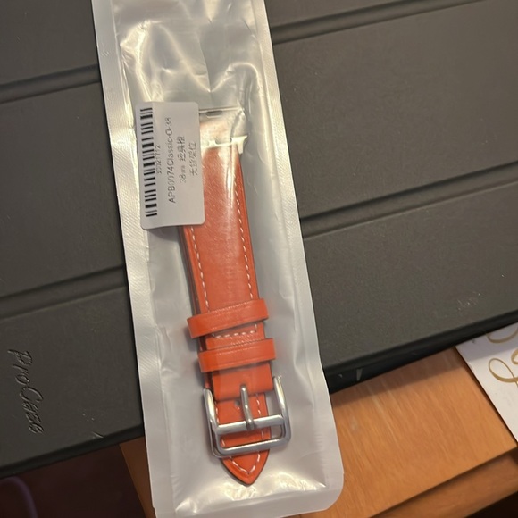NWT PU Leather Band for Apple Watch 38/40mm Orange - Designer Style - Picture 2 of 4